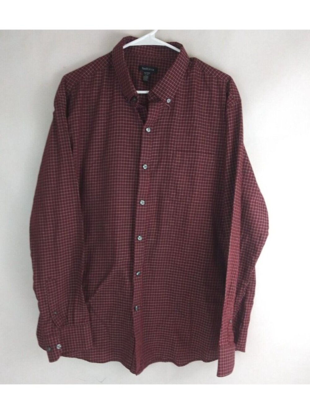 Van Heusen Men's Brick Red Checkered Dress Shirt Size XL